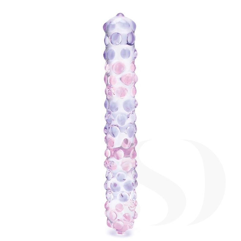 Gläs 9" Nubby szklane dildo różowo-fioletowe