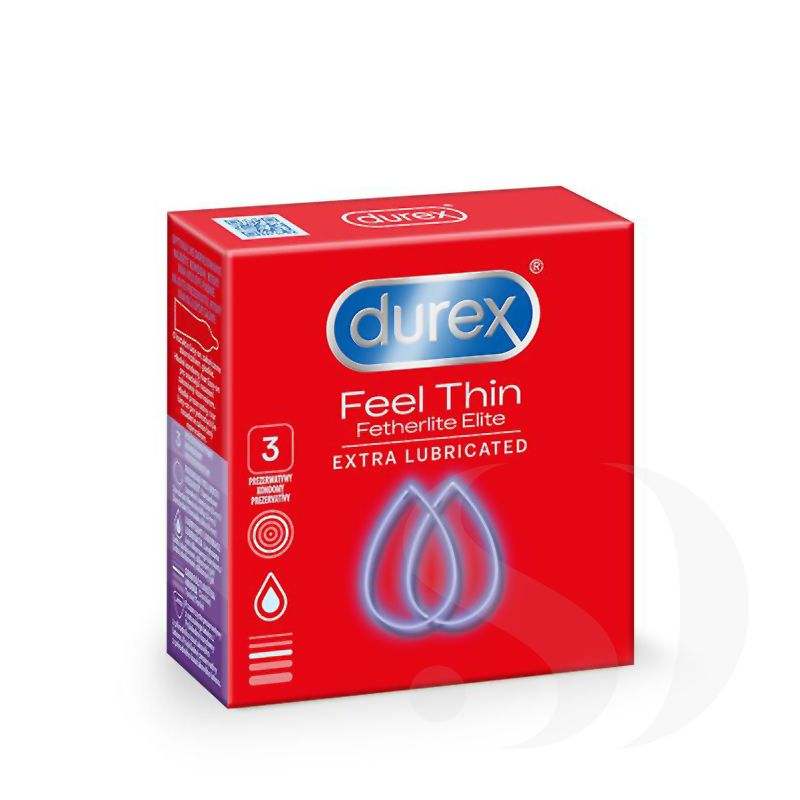 Durex Feel Thin ultracienkie dodatkowo nawilżane prezerwatywy 3 szt.