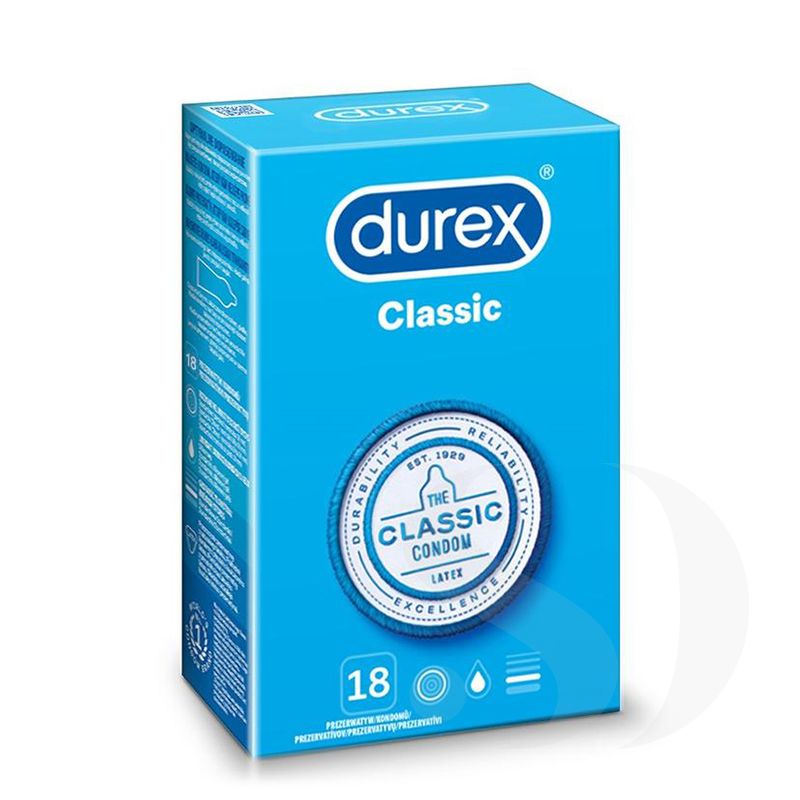 Durex Classic klasyczne nawilżane prezerwatywy 18 szt.